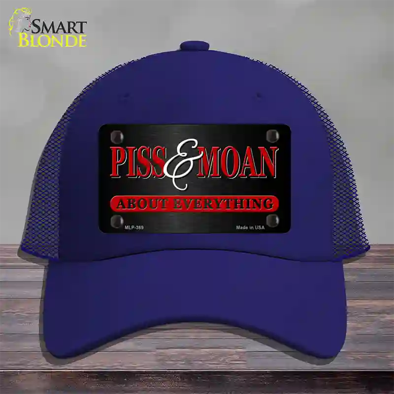 Piss & Moan Novelty License Plate Hat Mesh / Royal Blue