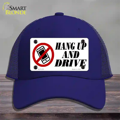 Hang Up And Drive Novelty License Plate Hat Mesh / Royal Blue