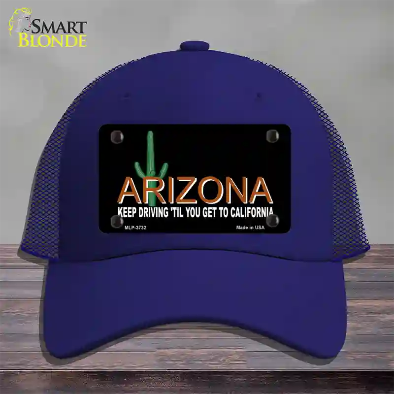 Arizona Keep Driving Novelty License Plate Hat Mesh / Royal Blue