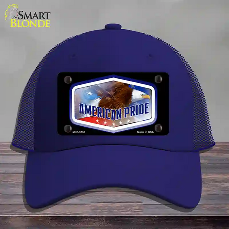 American Pride Novelty License Plate Hat Mesh / Royal Blue