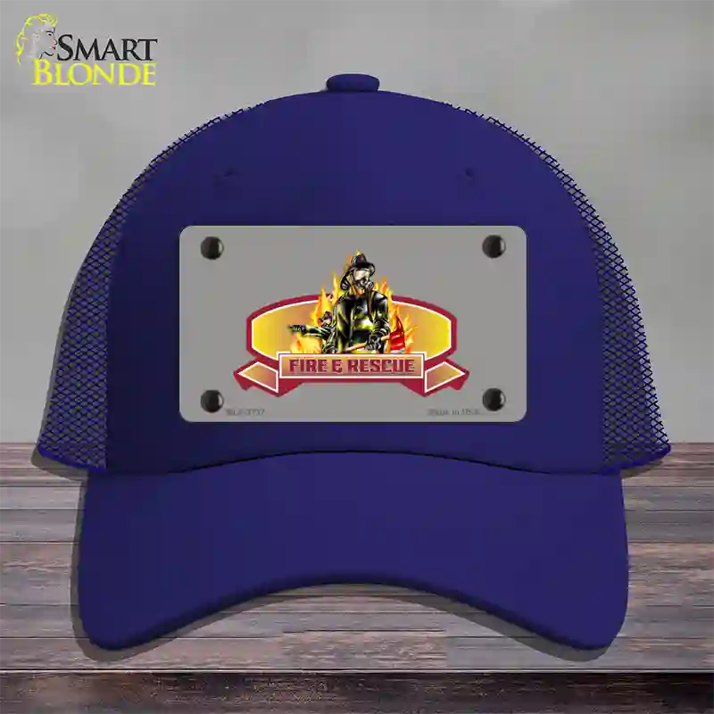 Fire Rescue Novelty License Plate Hat Mesh / Royal Blue