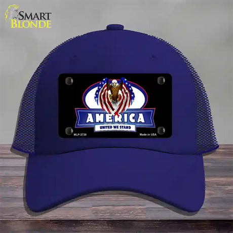 America United Novelty License Plate Hat Mesh / Royal Blue