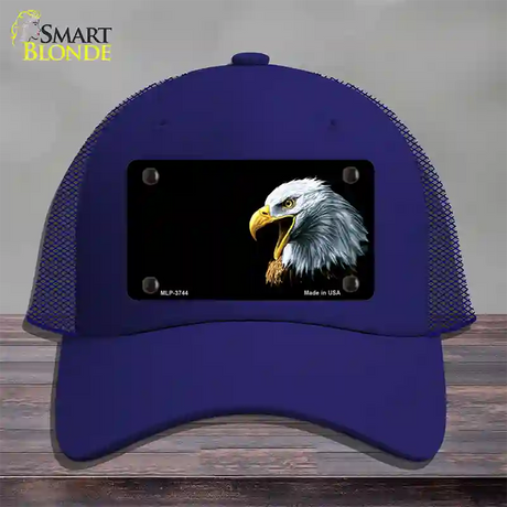 Bald Eagle Offset Novelty License Plate Hat Mesh / Royal Blue