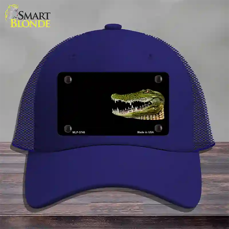 Gator Offset Novelty License Plate Hat Mesh / Royal Blue