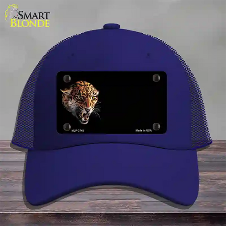 Jaguar Offset Novelty License Plate Hat Mesh / Royal Blue