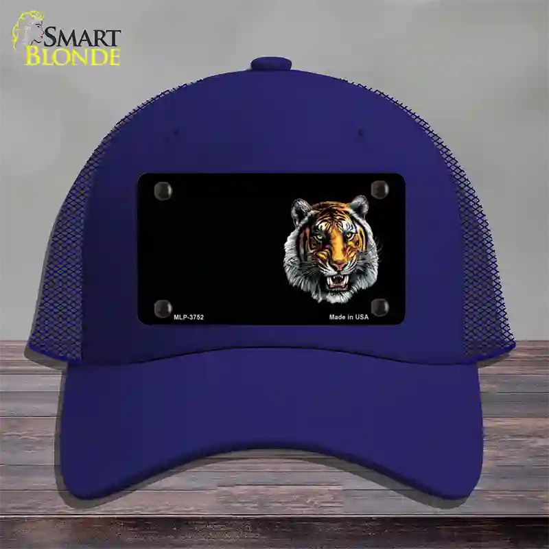 Tiger Offset Novelty License Plate Hat Mesh / Royal Blue