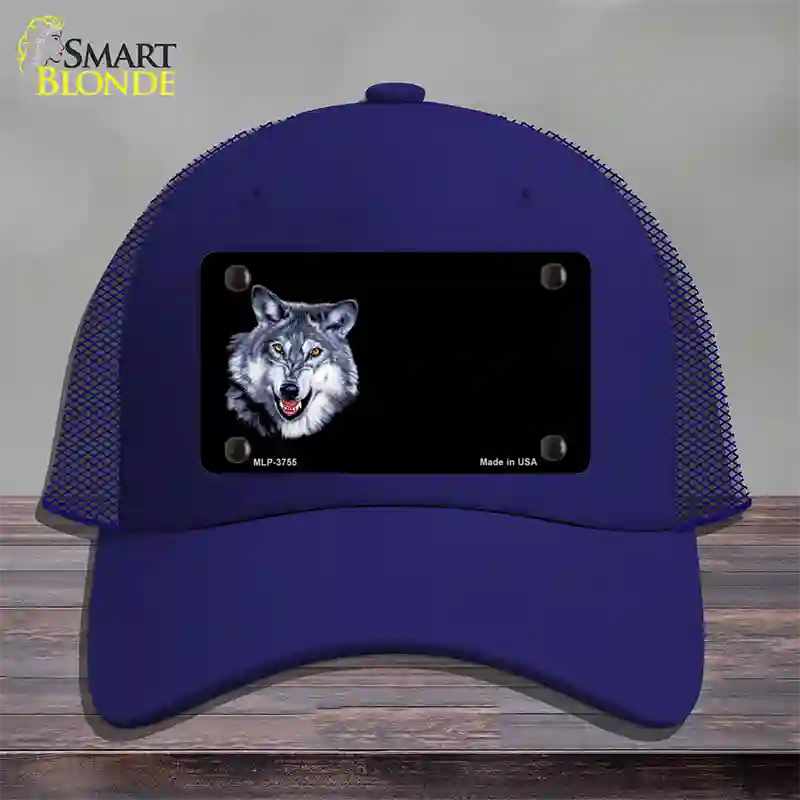 Wolf Offset Novelty License Plate Hat Mesh / Royal Blue