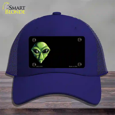 Alien Offset Novelty License Plate Hat Mesh / Royal Blue