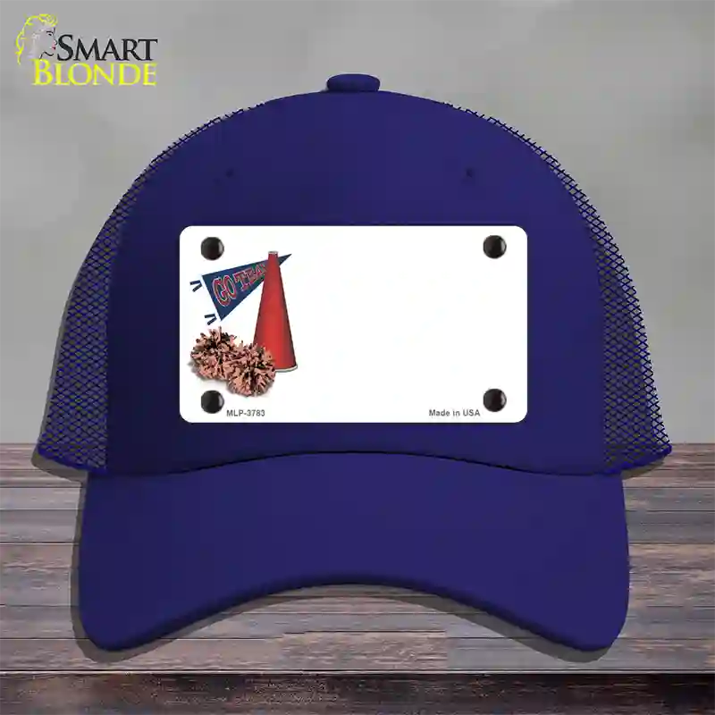 Pom And Cheer Offset Novelty License Plate Hat Mesh / Royal Blue