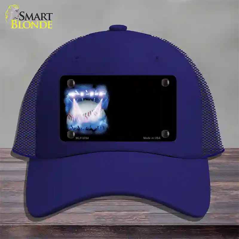 Baseball Game Offset Novelty License Plate Hat Mesh / Royal Blue