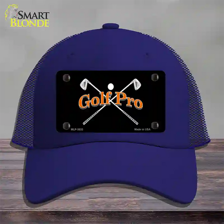 Golf Pro Novelty License Plate Hat Mesh / Royal Blue