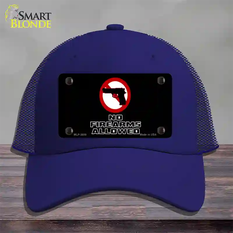 No Firearms Allowed Novelty License Plate Hat Mesh / Royal Blue