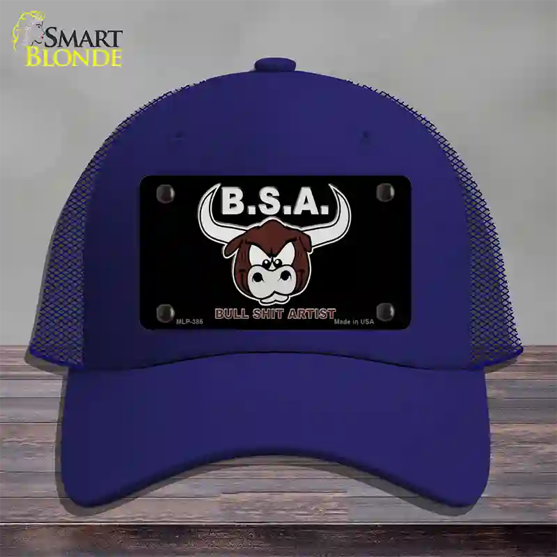 Bull Shit Artist Novelty License Plate Hat Mesh / Royal Blue