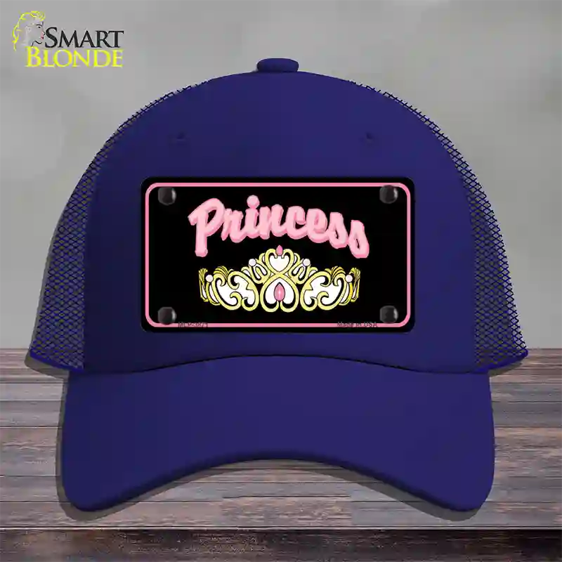 Princess Tiara Novelty License Plate Hat Mesh / Royal Blue