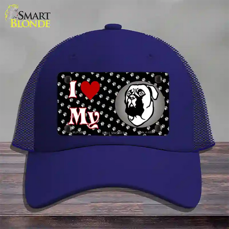 I Love My Bull Mastiff Novelty License Plate Hat Mesh / Royal Blue