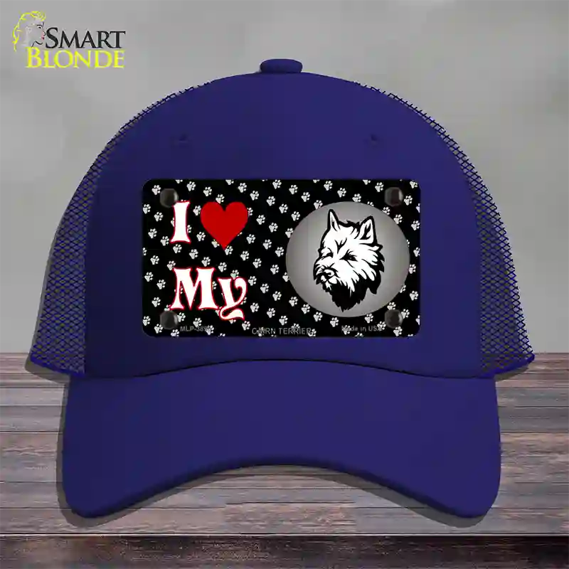 I Love My Cairn Terrier Novelty License Plate Hat Mesh / Royal Blue