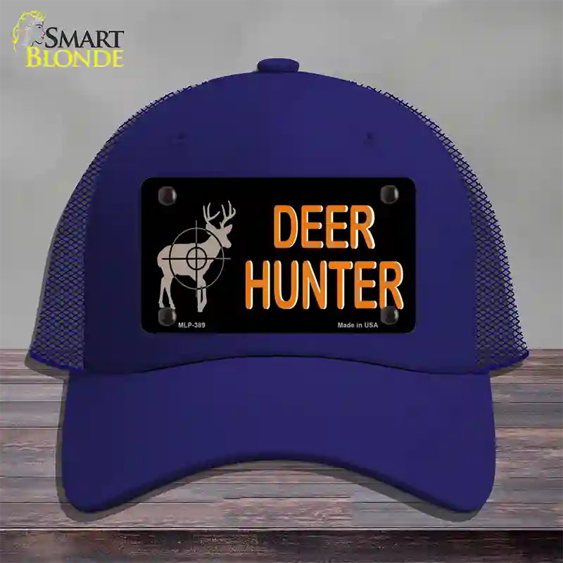 Deer Hunter Novelty License Plate Hat Mesh / Royal Blue