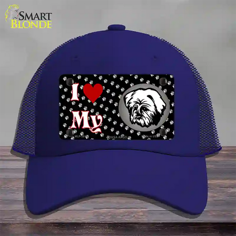 I Love My Lhasa Apso Novelty License Plate Hat Mesh / Royal Blue