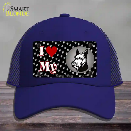 I Love My Scottish Terrier Novelty License Plate Hat Mesh / Royal Blue