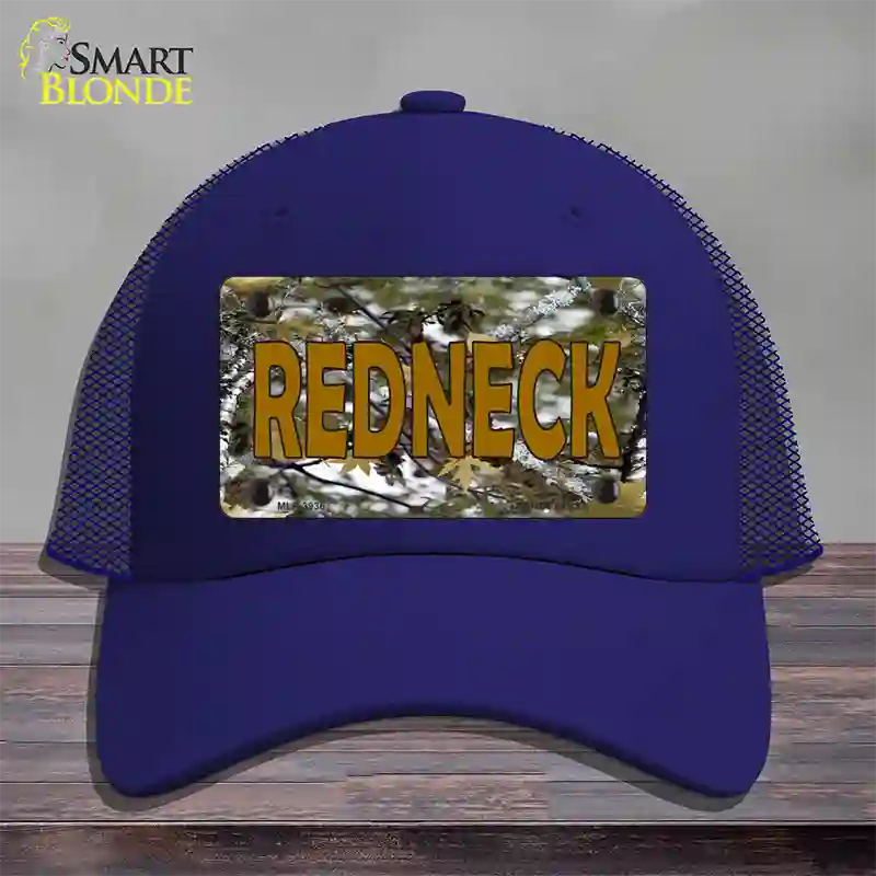 Redneck Camo Novelty License Plate Hat Mesh / Royal Blue