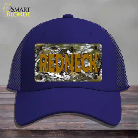 Redneck Camo Novelty License Plate Hat Mesh / Royal Blue