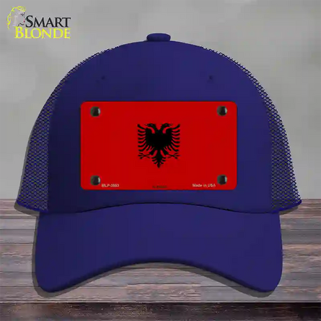 Albania Flag Novelty License Plate Hat Mesh / Royal Blue