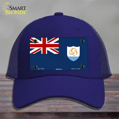 Anguilla Flag Novelty License Plate Hat Mesh / Royal Blue