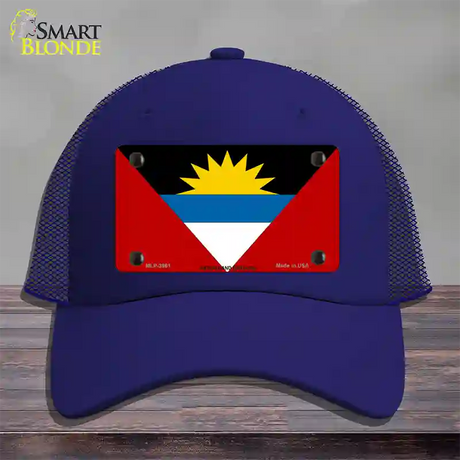 Antigua & Barbuda Flag Novelty License Plate Hat Mesh / Royal Blue