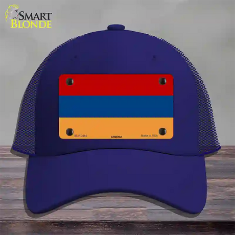 Armenia Flag Novelty License Plate Hat Mesh / Royal Blue