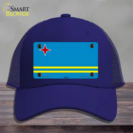 Aruba Flag Novelty License Plate Hat Mesh / Royal Blue