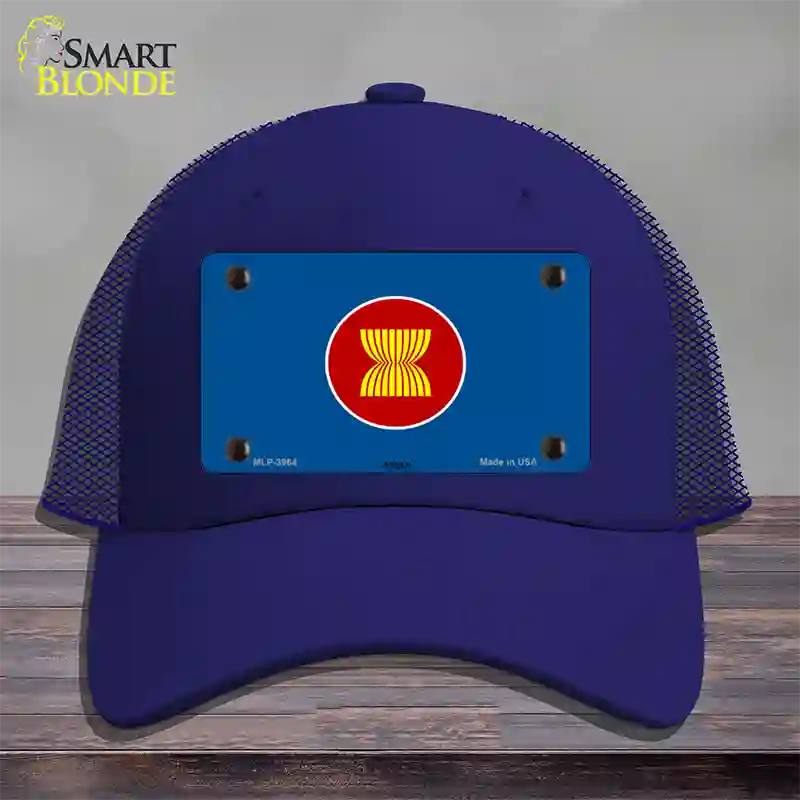 Asean Flag Novelty License Plate Hat Mesh / Royal Blue