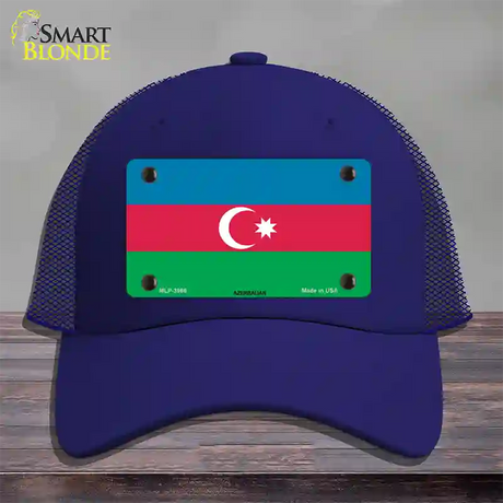 Azerbaijan Flag Novelty License Plate Hat Mesh / Royal Blue