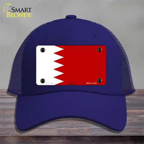 Bahrain Flag Novelty License Plate Hat Mesh / Royal Blue