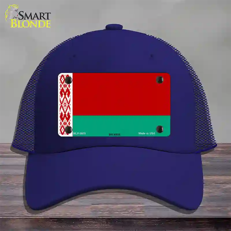 Belarus Flag Novelty License Plate Hat Mesh / Royal Blue