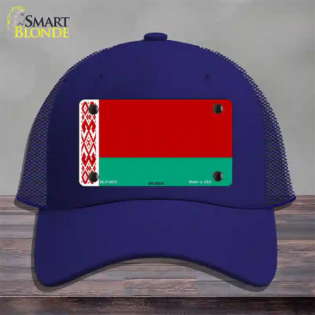 Belarus Flag Novelty License Plate Hat Mesh / Royal Blue