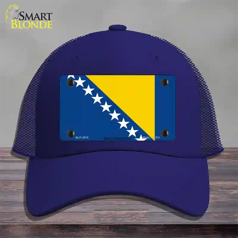 Bosnia Herzegovina Flag Novelty License Plate Hat Mesh / Royal Blue