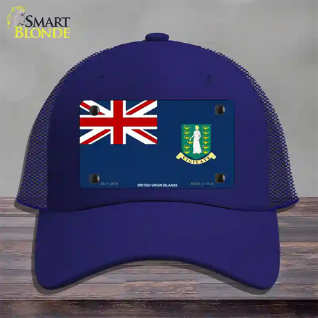 British Virgin Islands Flag Novelty License Plate Hat Mesh / Royal Blue