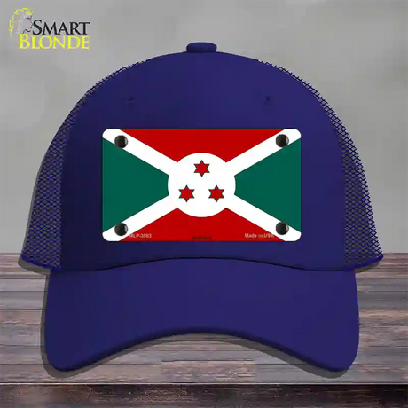 Burundi Flag Novelty License Plate Hat Mesh / Royal Blue