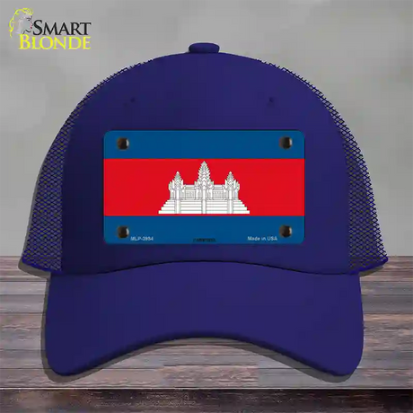 Cambodia Flag Novelty License Plate Hat Mesh / Royal Blue