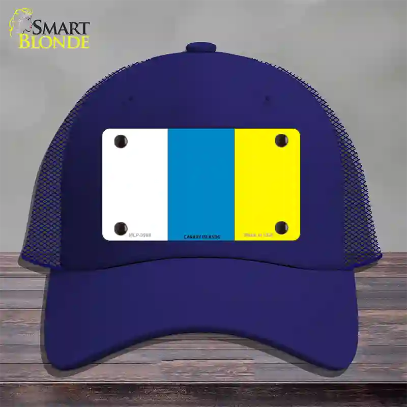 Canary Islands Flag Novelty License Plate Hat Mesh / Royal Blue