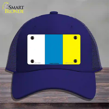 Canary Islands Flag Novelty License Plate Hat Mesh / Royal Blue