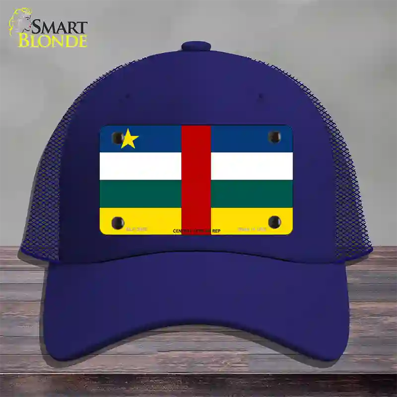 Central African Rep Flag Novelty License Plate Hat Mesh / Royal Blue