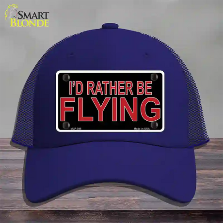 Rather Be Flying Novelty License Plate Hat Mesh / Royal Blue