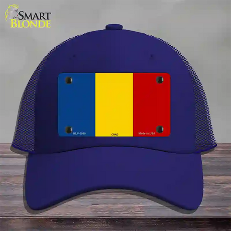 Chad Flag Novelty License Plate Hat Mesh / Royal Blue