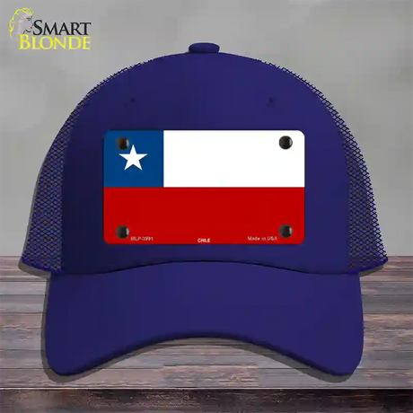 Chile Flag Novelty License Plate Hat Mesh / Royal Blue