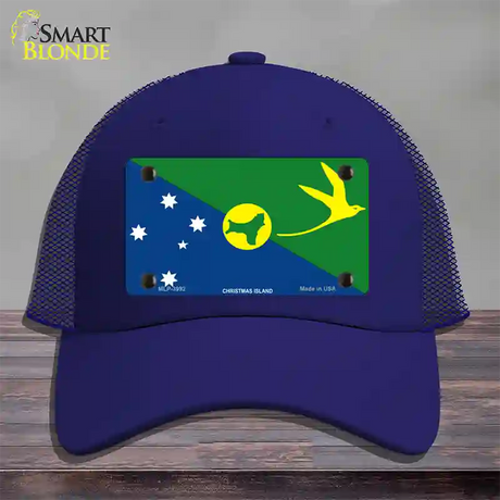 Christmas Island Flag Novelty License Plate Hat Mesh / Royal Blue