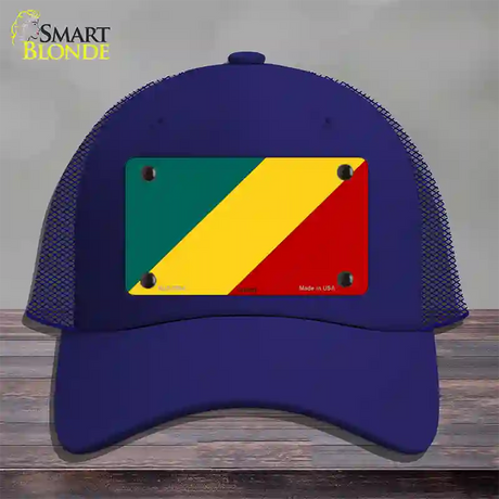 Congo Flag Novelty License Plate Hat Mesh / Royal Blue