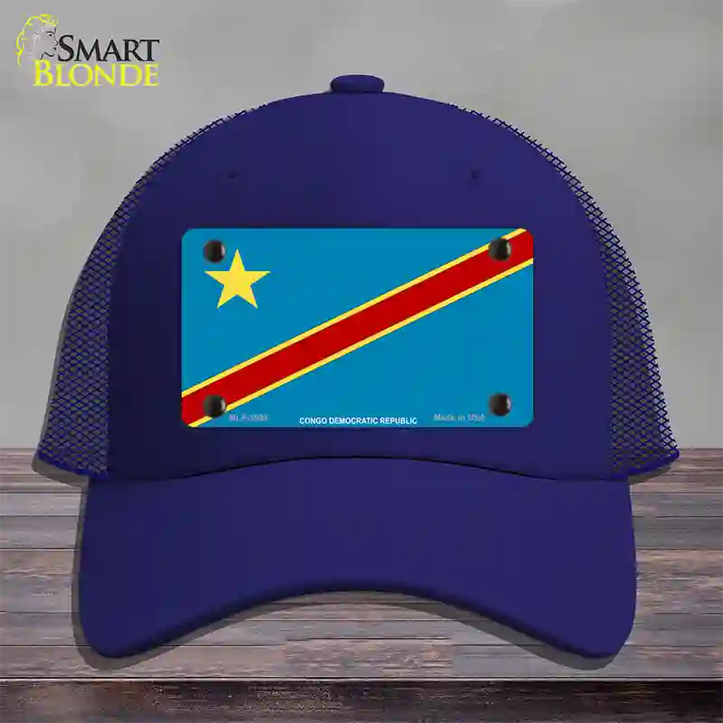 Congo Democratic Republic Flag Novelty License Plate Hat Mesh / Royal Blue