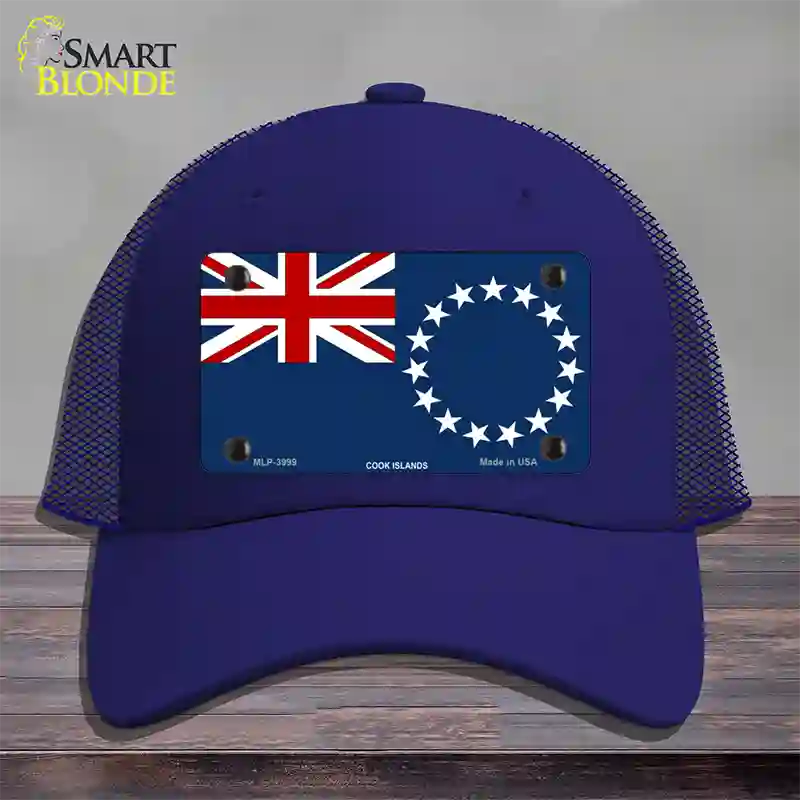 Cook Island Flag Novelty License Plate Hat Mesh / Royal Blue