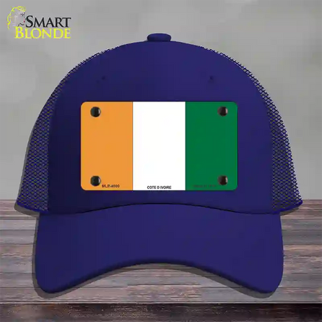 Cote D Ivoire Flag Novelty License Plate Hat Mesh / Royal Blue